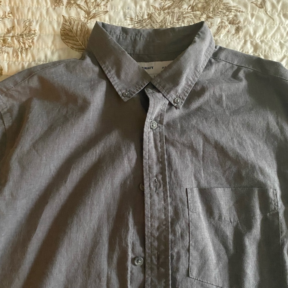 Mens Gray Slim Long Sleeve Shirt